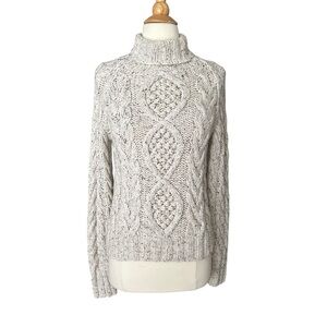 Moda International Y2K Chunky Cable Knit Turtleneck Fisherman Sweater Heavy XS